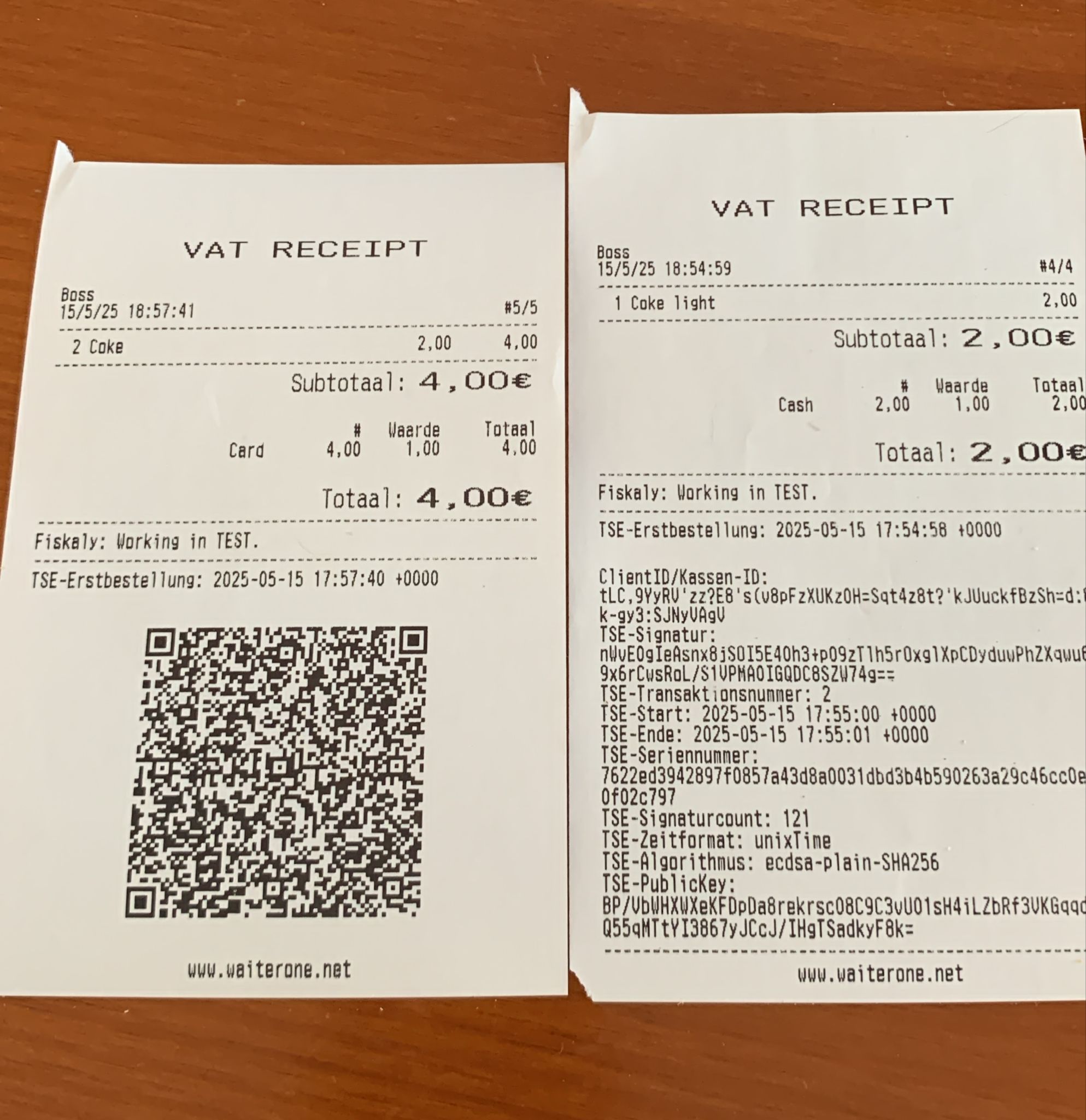 a paper receipt with qr code