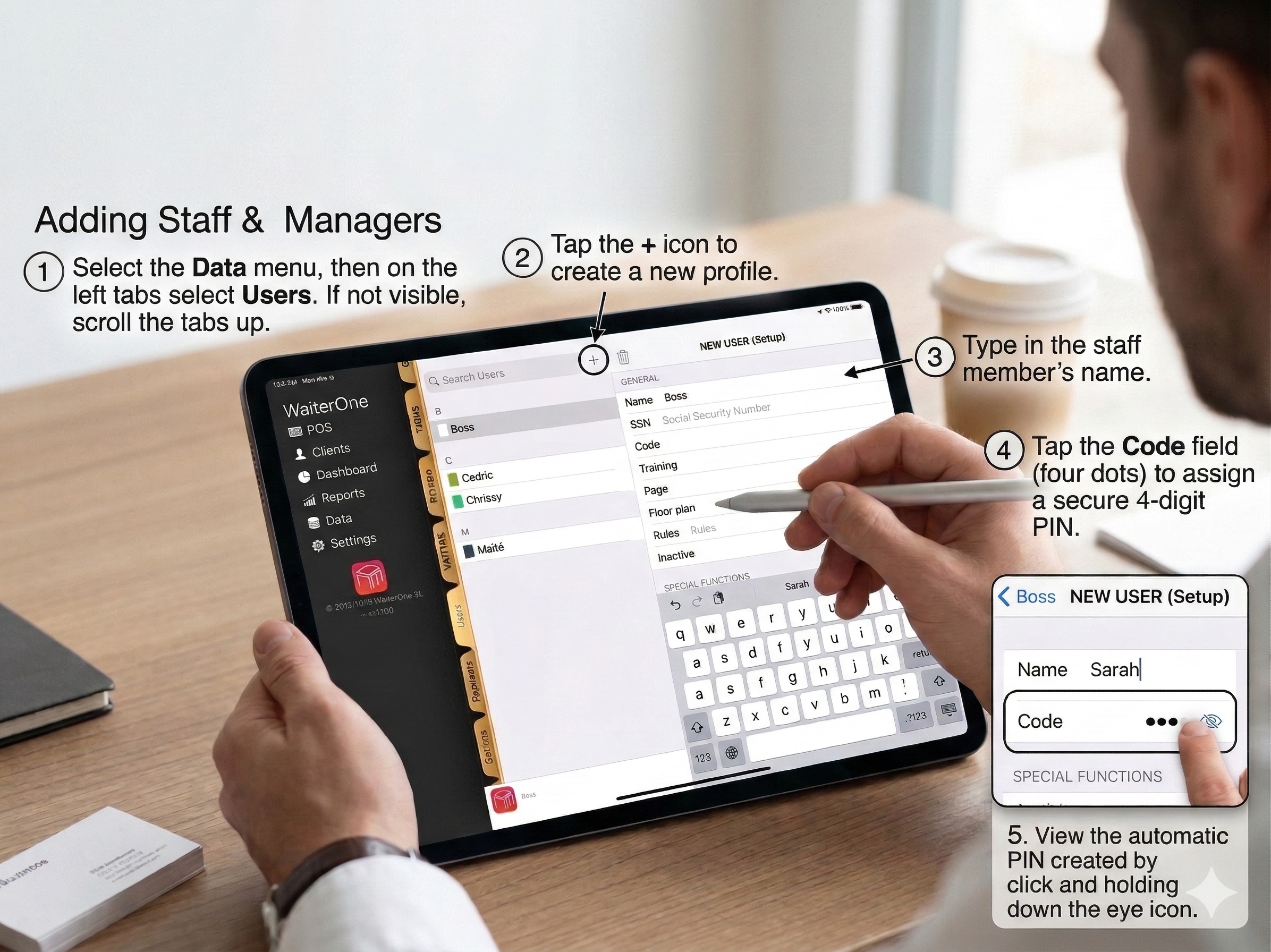 WaiterOne POS - Adding Staff and Managers in the Users Tab